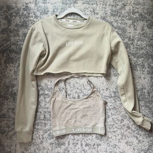 Lounge crop sweatshirt and bralette